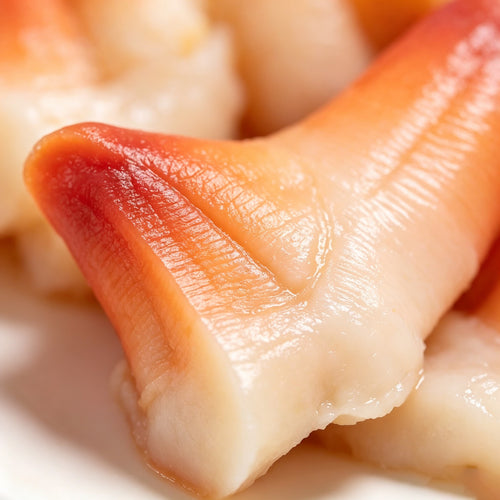 Sliced geoduck siphon meat on a plate